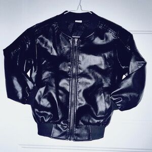 Black Faux Leather Jacket for kids Size 110 (US 5-6y)
